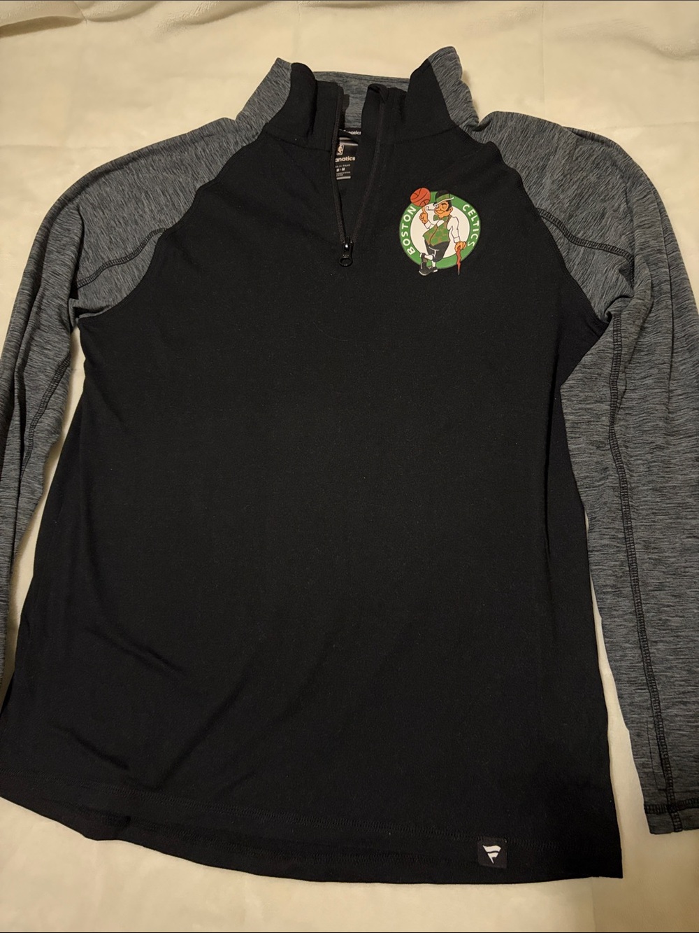 Boston Celtics Black and Gray Quarter-Zip Pullover